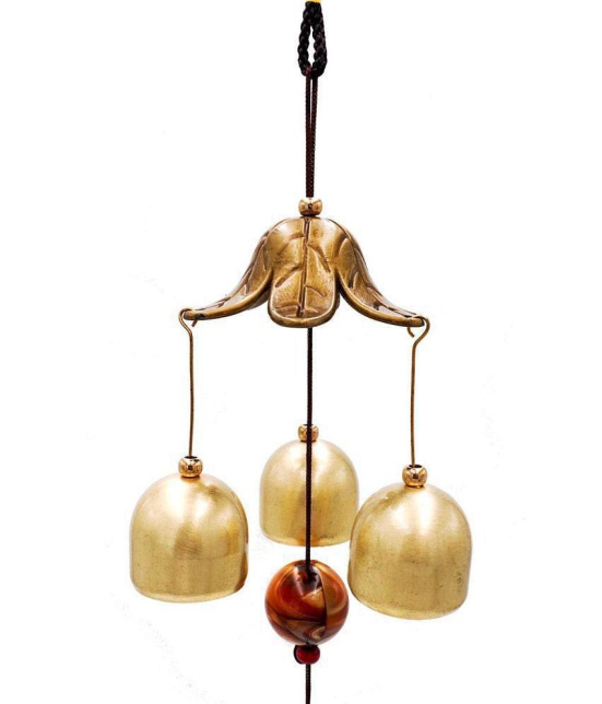 THRIFTKART 3 Bells Wind Chimes Feng Shui Wind Bell Brass Rod Indoor Windchime Pack of 1