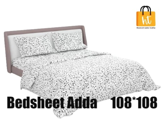 Bedsheet Adda-Super Mega King Size  King Size(108*108 in)-Pure Cotton Sanganeri Printed Jaipuri  Double Bedsheet With 2 Matching Pillow Covers-RJ-14-03-(108*108)-HT8206