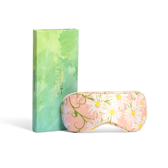 Printed Mulberry Silk Eye Mask-MULTICOLOR / CORAL