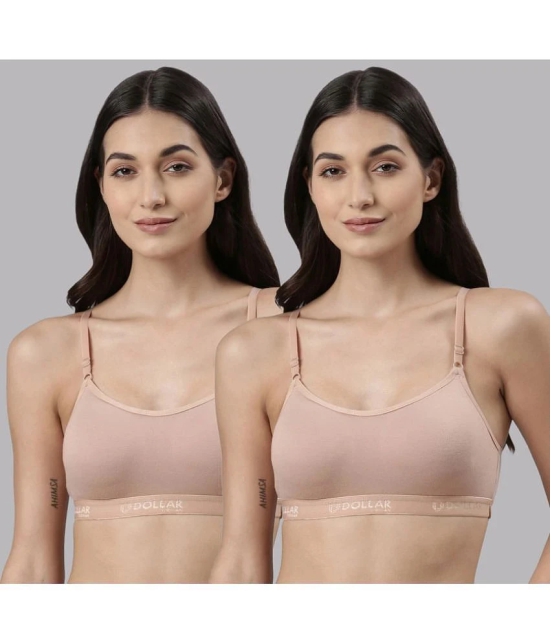 Dollar Missy Beige Cotton Non Padded Womens Bralette Bra ( Pack of 2 ) - None