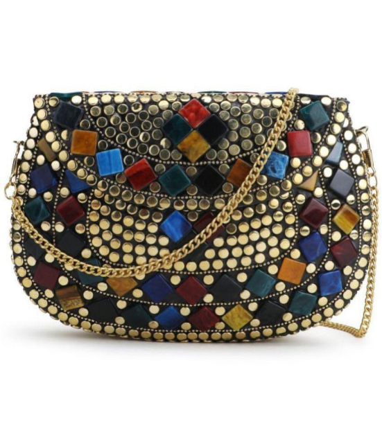 Anekaant - Gold Fabric Box Clutch - Gold