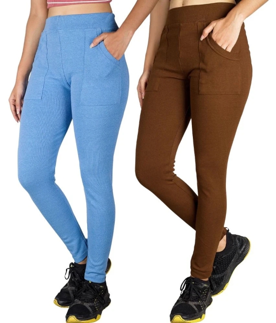 KARARO JEGGINGS - Cotton Blend Skinny Fit DeepBlue Womens Jeggings ( Pack of 2 ) - None