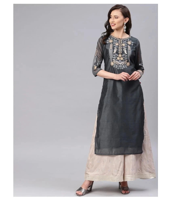 Alena Grey Chanderi Straight Kurti - S