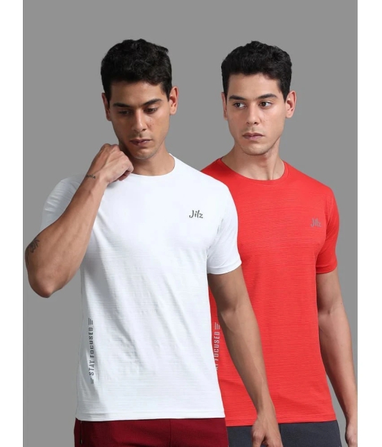 JILZ Polyester Regular Fit Solid Half Sleeves Mens T-Shirt - Multicolor ( Pack of 2 ) - None