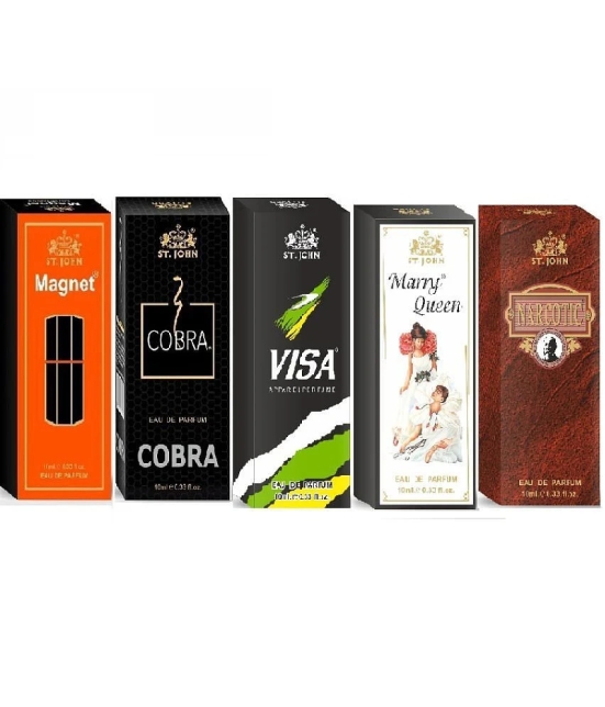 ST.JOHN Cobra ,Magnet,Visa,Marry Queen & Narcotic Pocket Perfume for Men 10 ml ( Pack of 5 )