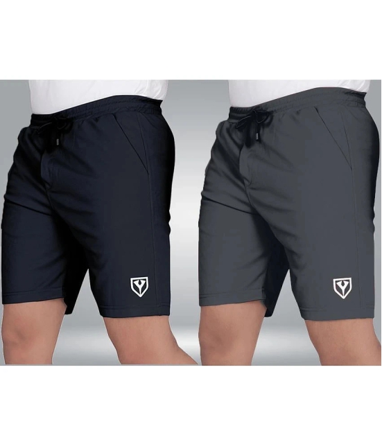 Septem Dark Grey Polyester Mens Gym Shorts ( Pack of 2 ) - None