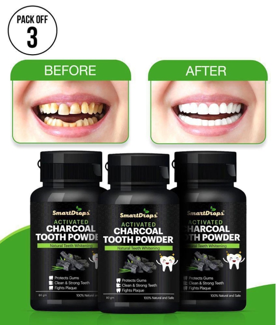 Smartdrops Activated Charcoal Teeth Powder For Teeth Whitening Powder 80gm Pack of 3