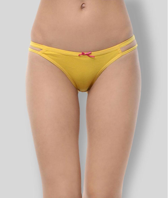 Leading Lady - Yellow Cotton Solid Womens Bikini ( Pack of 1 ) - S