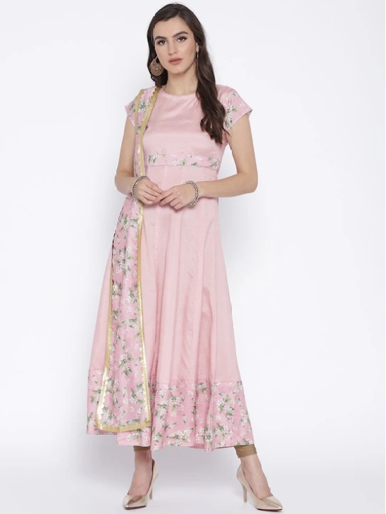 Women Pink Solid Anarkali Kurta