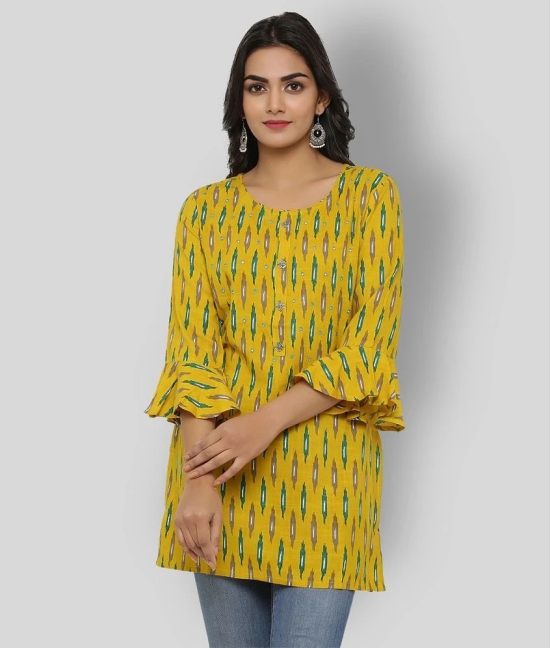 KIPEK - Yellow Rayon Womens Straight Kurti - M