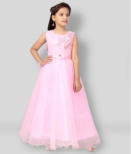 Aarika - Pink Net Girls Gown ( Pack of 1 ) - None