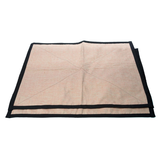 Cotton Pooja Mat | Handloom Prayer Mat (27x22)-Grey & Black