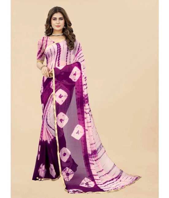 Apnisha - Purple Chiffon Saree With Blouse Piece ( Pack of 1 ) - Purple