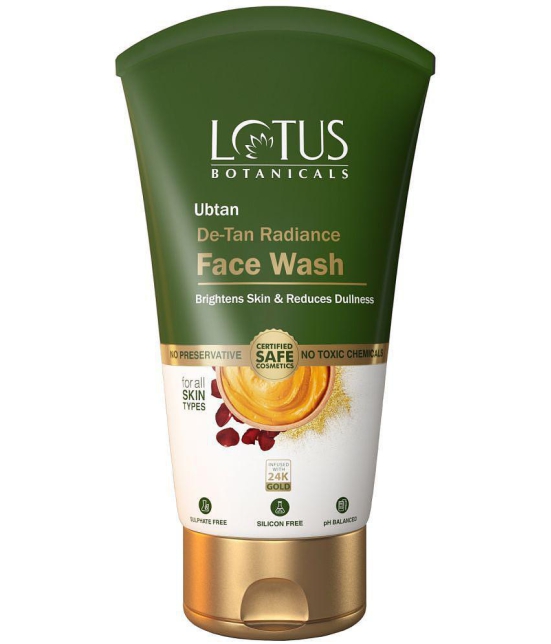 Lotus Botanicals Ubtan De, Tan Radiance Face Wash, Infused with 24K Gold, For Glowing Skin, 100ml