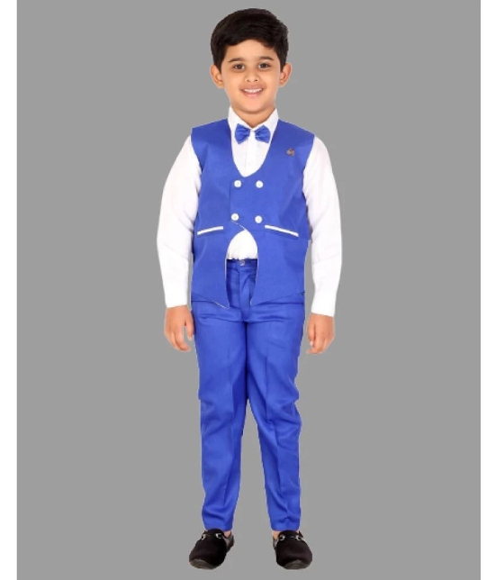 DKGF Fashion - Navy Blue Cotton Blend Boys Shirt & Pants ( Pack of 1 ) - None