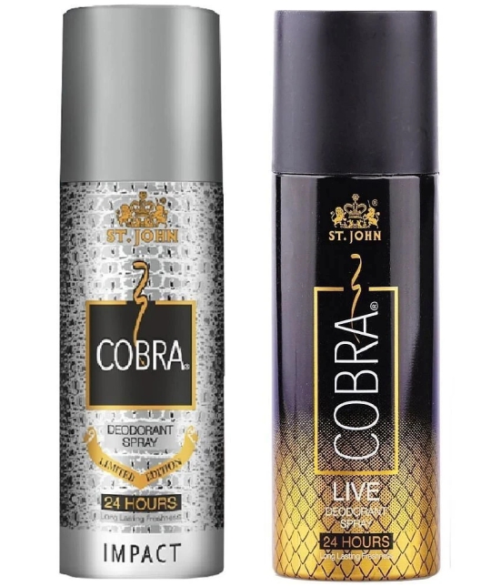 ST.JOHN Cobra Impact & Live Long Lasting Deodorant Spray for Men 150ml Each (300ml) - Pack of 2