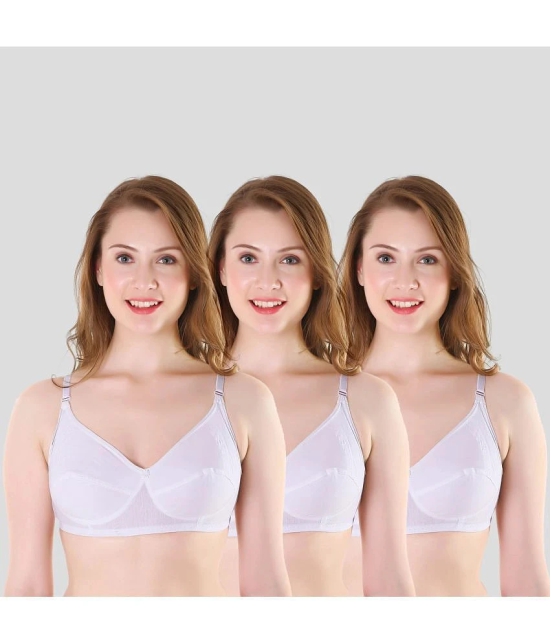 TCG - White Cotton Non Padded Womens Everyday Bra ( Pack of 3 ) - None