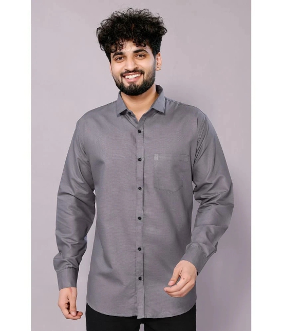 Anand Cotton Blend Regular Fit Solids Full Sleeves Mens Casual Shirt - Grey ( Pack of 1 ) - None