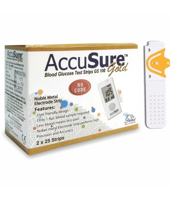 Accusure Gold GS-100 Blood Glucose Test Strips (2x25) 50 Test Strips