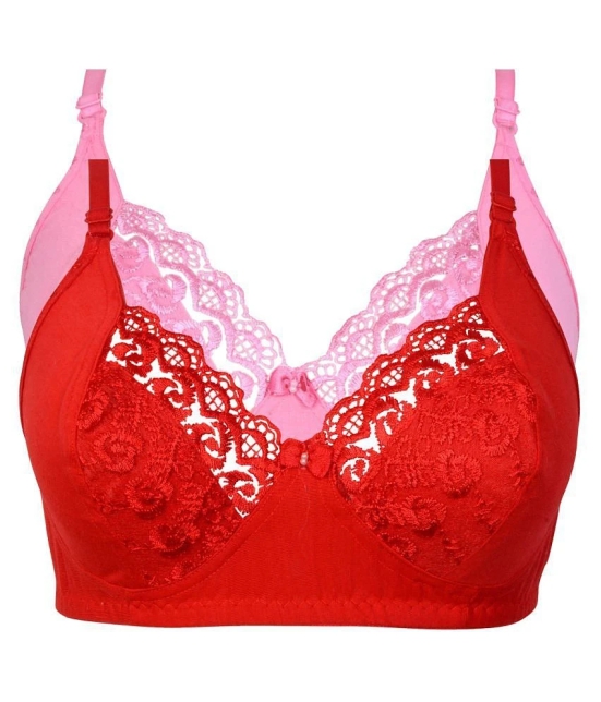 Kiran Enterprises Cotton Minimizer Bra - Red - None