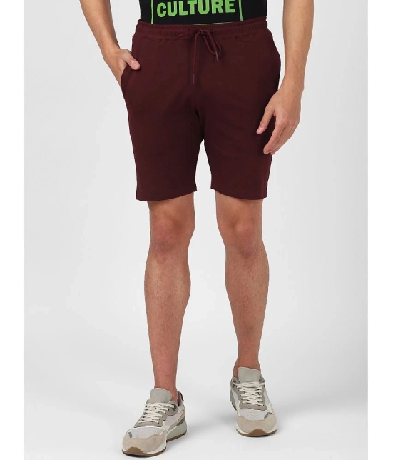 UrbanMark Men Cotton Stretch Regular Fit Solid Lounge Shorts-Wine - None