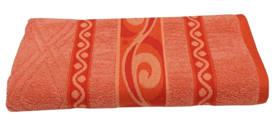 Mandhania Cotton Flora Border Bath Towels (70 x 140 cm, Peach)