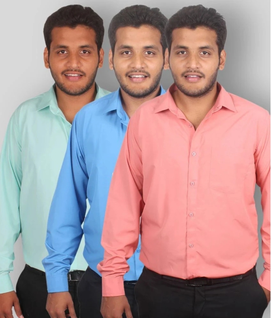 Maharaja - Multicolor Polyester Slim Fit Mens Formal Shirt (Pack of 3) - None