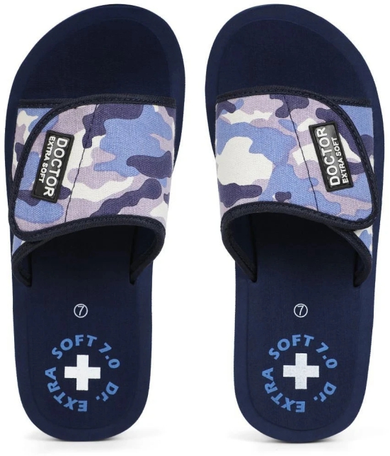 DOCTOR EXTRA SOFT - Navy Fabric Slide Flip flop - None