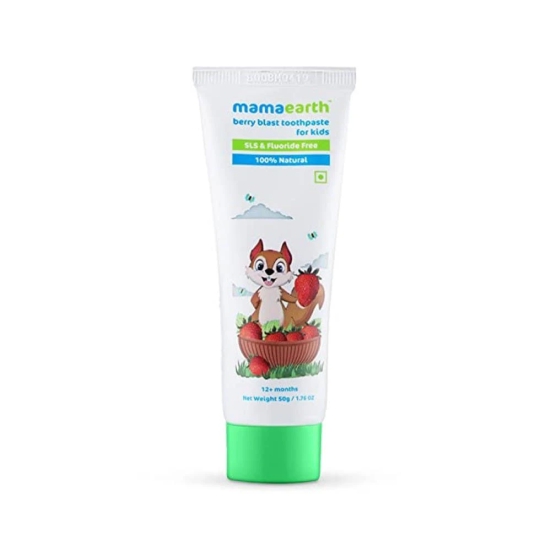 Mamaearth 100% Natural Berry Blast Toothpaste for Kids, 50g, Oral Care, 50 Gm, Fluoride Free, Sls Free, No Artificial Flavours, Best For Baby