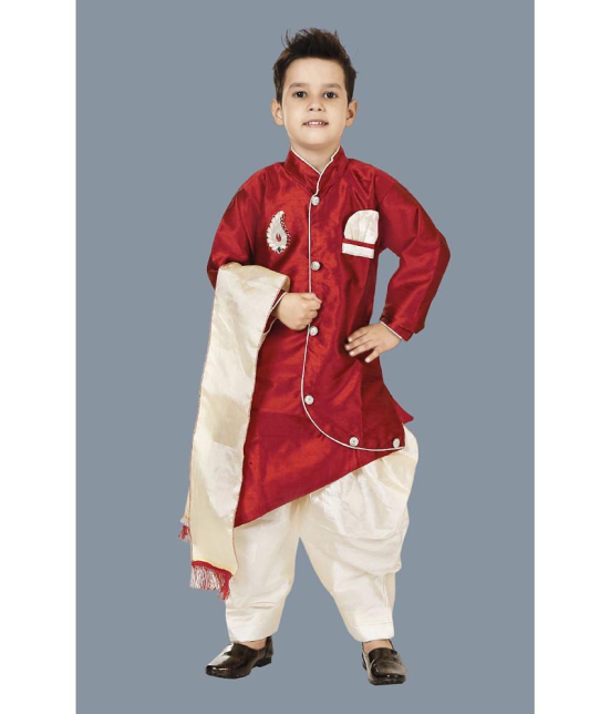 STYLOKIDS Maroon Silk Blend Boys Sherwani ( Pack of 1 ) - None