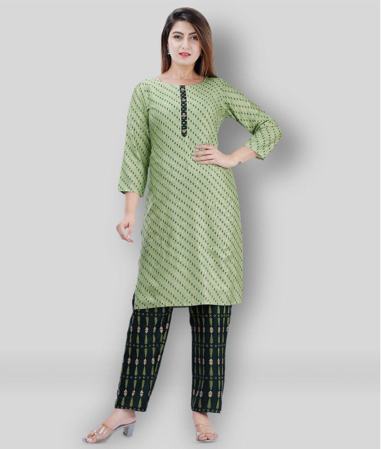 JC4U - Green Straight Rayon Women's Stitched Salwar Suit ( Pack of 1 ) - None