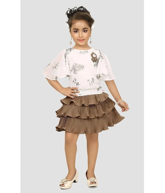 Arshia Fashions - Brown Crepe Girls Top With Skirt ( Pack of 1 ) - None