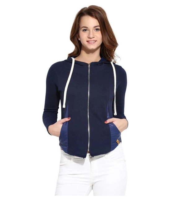 Campus Sutra Blue Cotton Quiltted Jackets - L