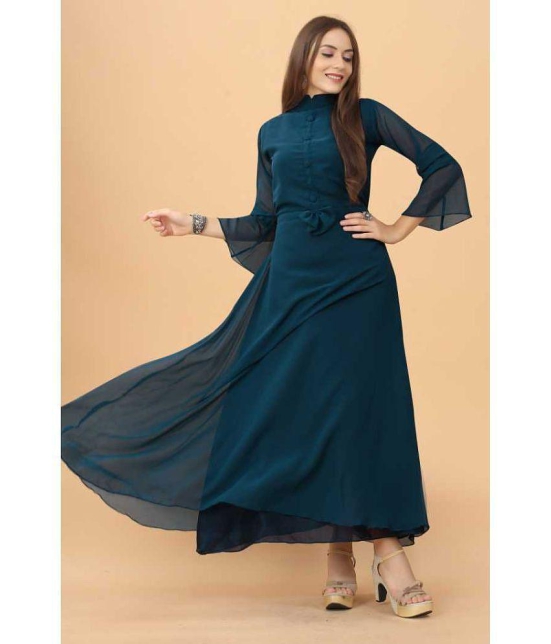 Vrunda Fashion - Blue Georgette Womens Gown ( Pack of 1 ) - None