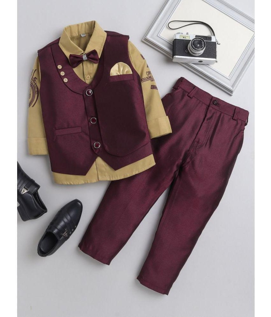 DKGF Fashion - Wine Polyester Boys Shirt & Pants ( Pack of 1 ) - None