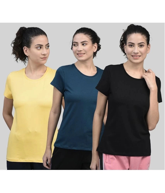 Dollar Multicolor Cotton Blend Regular Fit Womens T-Shirt ( Pack of 3 ) - None