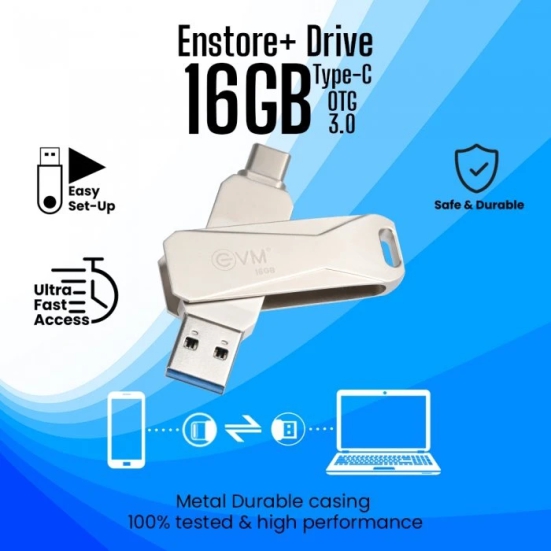 EVM 16GB Enstore +  USB3.0 TypeC OTG Pendrive (Silver)