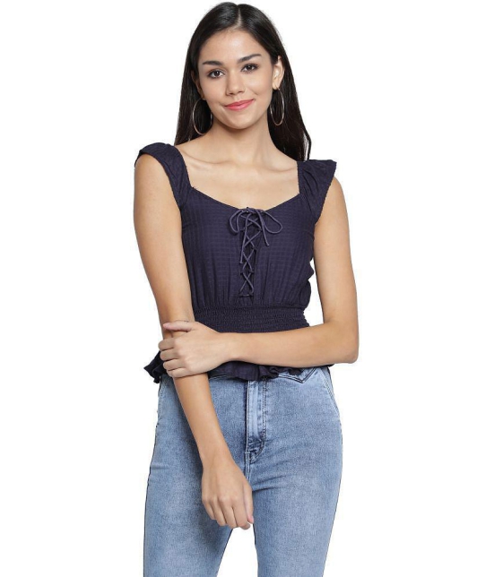 NUEVOSDAMAS - Cotton Blue Womens Peplum Top ( Pack of 1 ) - None