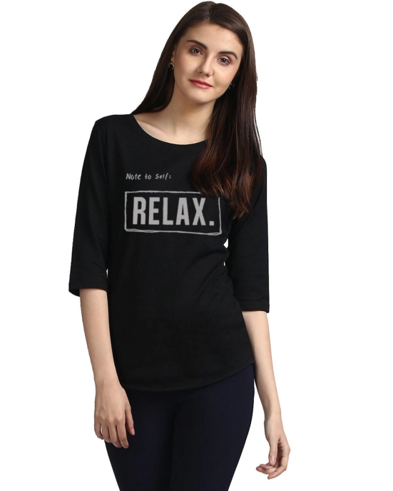 Womens 34U Noterelax Printed Black Color Tshirts-Black / Large / 100% Bio Wash Cotton