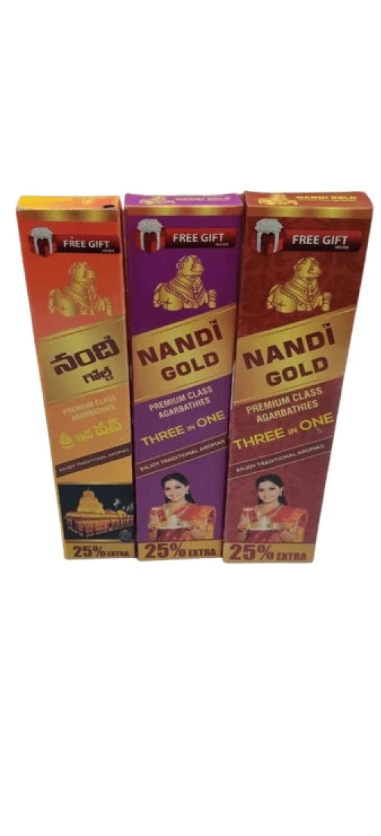 Nandi Gold Premium Class Agarbathies Three in One Set |Pack Of 3| 9 Different Flavours In Pack