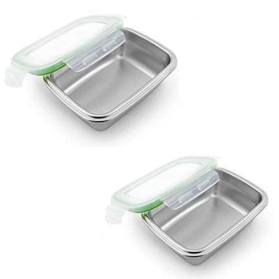 Femora Lunch Box High Steel Rectangle Heavy Duty Airtight Leakproof Unbreakable Storage Container with Lock Lid Lunch Box for Office-College-School, Lunch Box - 2800 ml/gm,3800 ml/gm - Set of 2