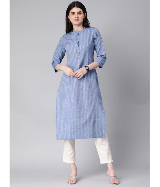 Hritika - Blue Cotton Blend Womens Straight Kurti ( Pack of 1 ) - None