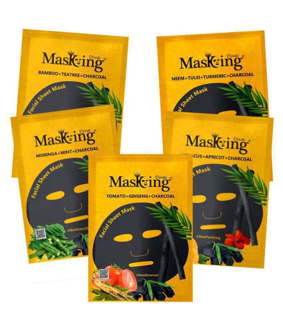 Masking Diva Multi Scent Face Sheet Mask Masks 125 ml Pack of 5