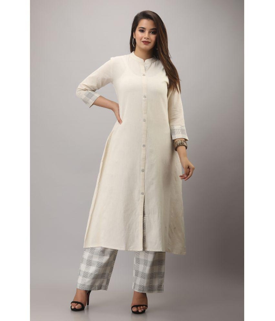 MAUKA Rayon Solid Kurti With Palazzo Womens Stitched Salwar Suit - White ( Pack of 1 ) - None