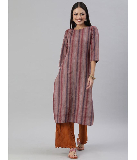 Hritika Cotton Blend Striped Straight Women''s Kurti - Pink ( Pack of 1 ) - None