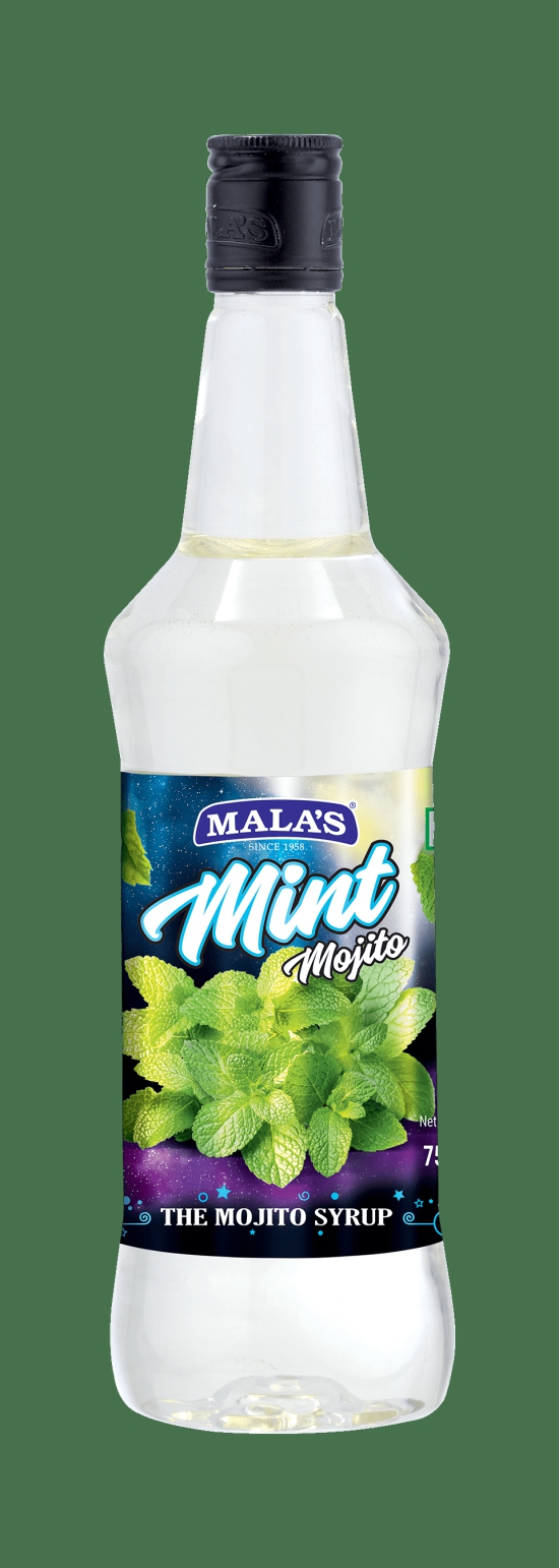 Mala's Transparent Mint Mojito Cordial Syrup 750 ml for Mocktail & Cocktail