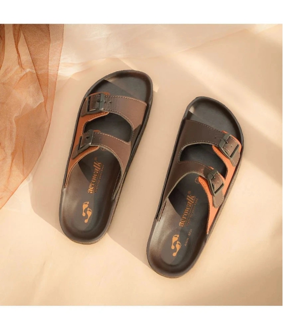 Aerowalk Brown Mens Slide Flip Flop - None