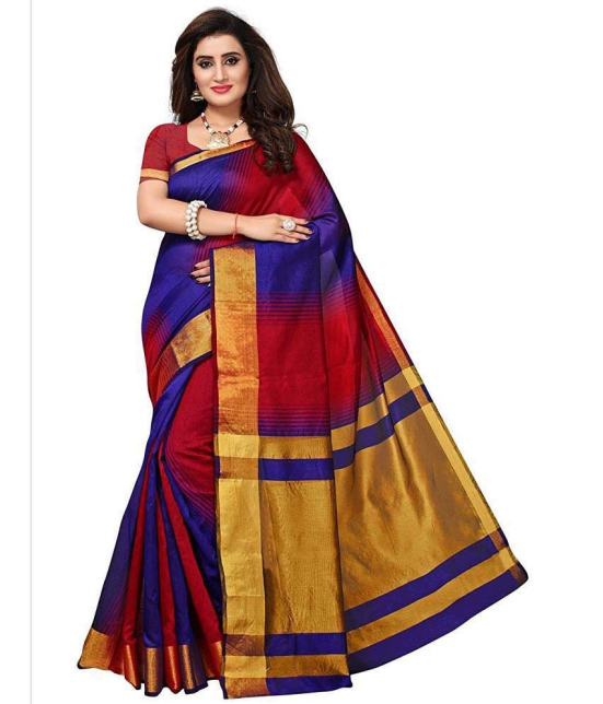 Bhuwal Fashion Purple Cotton Silk Saree - Single - Purple