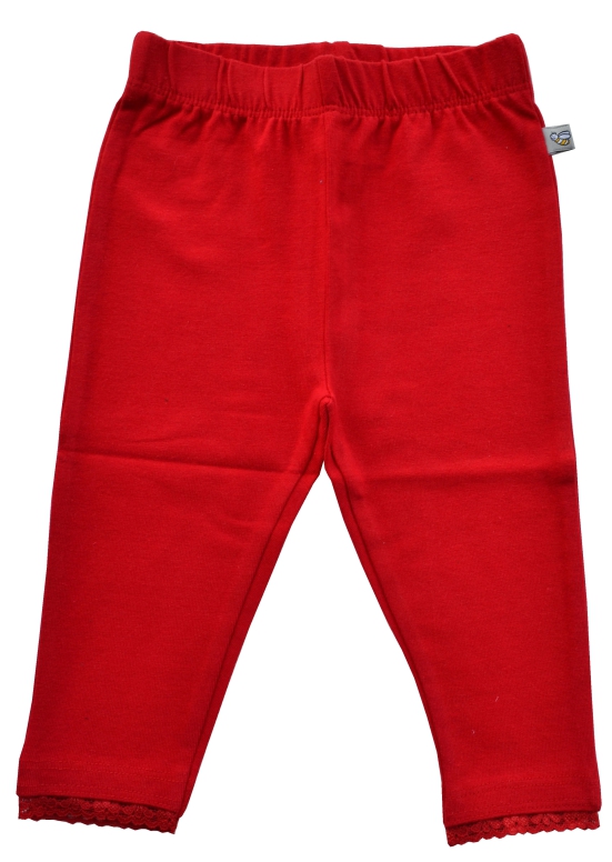 Girls Red Solid Leggings (95% Cotton 5%Elasthan Jersey)