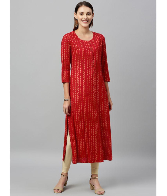 KIPEK - Red Rayon Womens Straight Kurti ( Pack of 1 ) - None